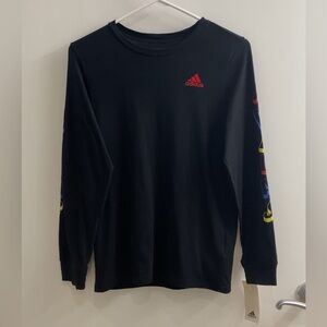 Adidas Colorful Logo Long Sleeve Black Athletic T-Shirt Size M